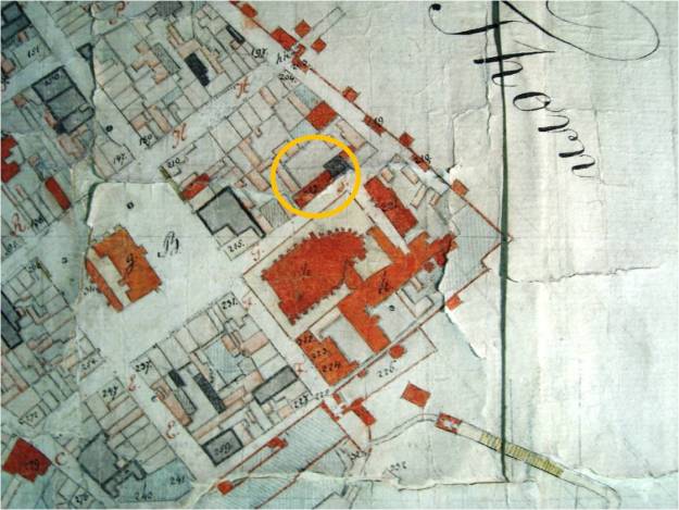 Archeologia jakubowa:  szpital i jego otoczenie na planie miasta z początku XIX wieku